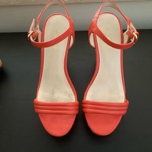 Nine West orange wedge heels